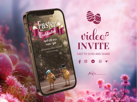 Easter Video Invitation: Celebrate in Style with Animated Whimsical Chickens!