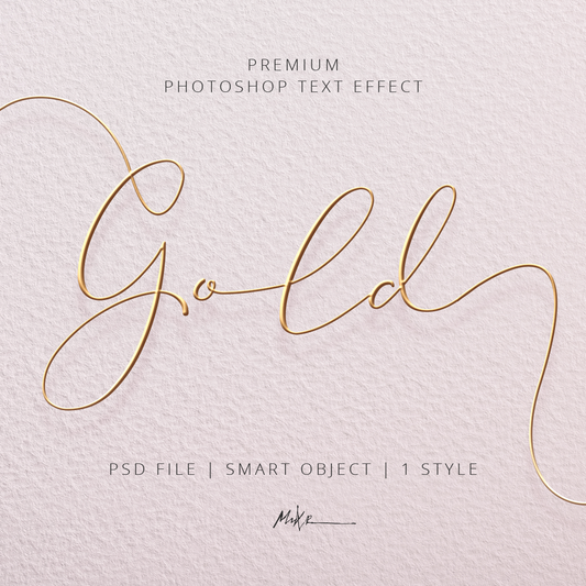 PS Text Effect | Gold Lace Style Ideal for Thin Fonts. Instant download. Easily Editable. Professional look. Smart Object PSD + 1 Style