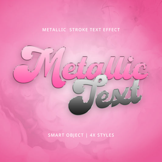 PS Text Effect | Metallic Stroke Photoshop Styles. Instant download. Easily Editable. Smart Objects PSD + 4 Styles