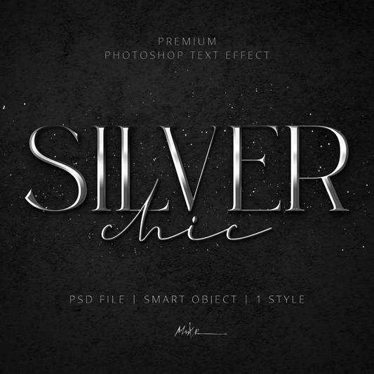 PS Text Effect | Silver Chrome Chic Photoshop Style. Instant download. Easily Editable. Smart Object PSD + 1 Style