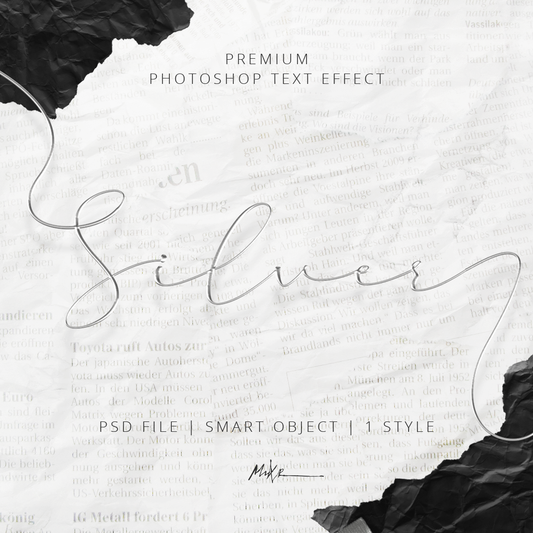 PS Text Effect | Silver Chrome Lace Ideal for Thin Fonts. Instant download. Easily Editable. Smart Object PSD + 1 Style