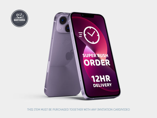 Expedited Delivery: Receive your order within 12 hours when purchased alongside any Video Invitation