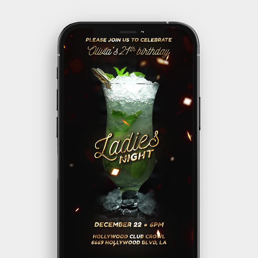 Ladies Night Cocktail Video Invitation | Celebrate in Glamorous Style