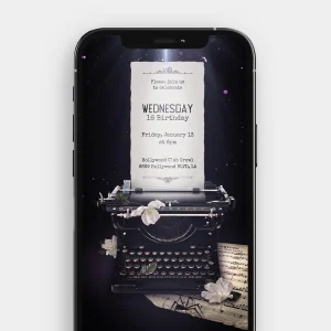 Wednesday Addams Dark & Spooky Video Invitation | Gothic Charm for Haunted Events