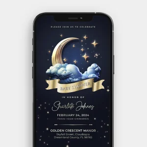 Golden Moon Blessings | Enchanting Baby Shower Video Invitation