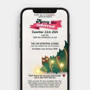 Purr-fectly Meowy Christmas | Hilarious Personalized Video Invitation for Cat Lovers