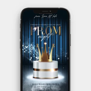Crown the Night | Sparkling Blue and Gold Prom Video Invitation