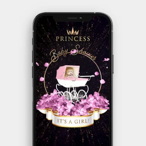 Little Princess Arrival | Royal Sparkling Video Baby Shower Invitation