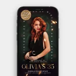 Deluxe Emerald and Confetti | Elegant Birthday Video Invitation with Personalized Photo