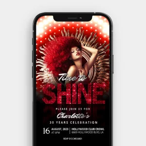 Time to Shine | VIP Red and Gold Birthday Video Invitation