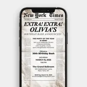 Breaking Birthday News The Ultimate Newspaper Video Invitation