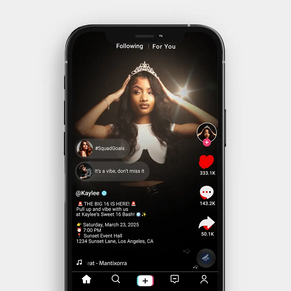 Vibrant Birthday Invite with Photo, TikTok Style