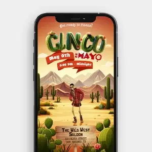 Celebrate Cinco de Mayo with a Dancing Skeleton Video Invite | Desert, Cacti, and Fiesta Vibes