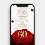 Floating Petals & Gold Accents – Red Rose Birthday Video Invitation Magic