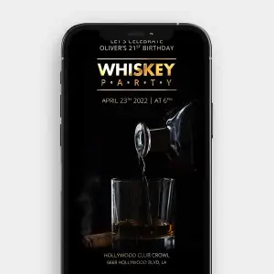 Gentleman’s Milestone Birthday Invite – Whiskey Pour & Cigar Vibes